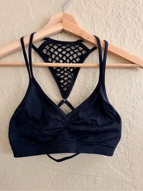 Victoria's Secret Black Strappy Bralette with Lattice Back